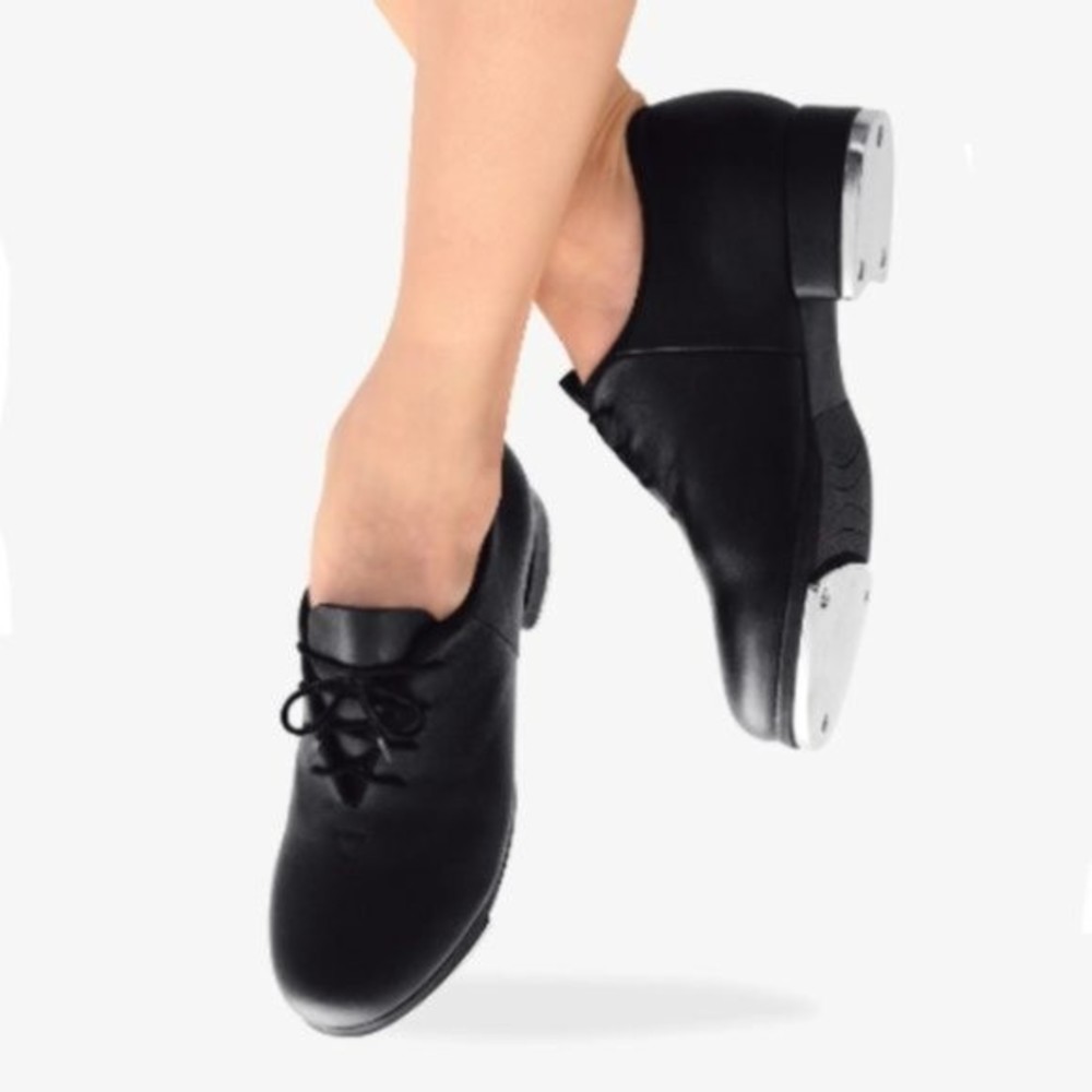 Bloch S0321L Sync Black Leather Lace Up Jazz Tap Dance Shoes Size 4 NEW